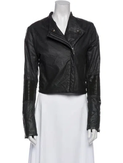 Pre-owned Chrome Hearts Waxed Biker Linen Biker Jacket In Gray