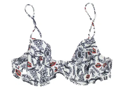 Pre-owned Chrome Hearts Women's Matty Boy Dipped In Blue Ch Chomper Konoka Top Bikini Swimsuit