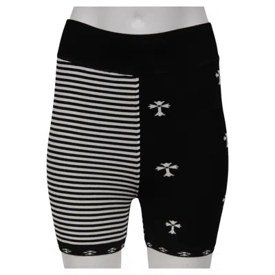 Pre-owned Chrome Hearts Women Split Shorts Size Medium Black White Striped Cross