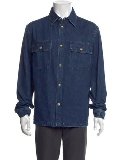 Pre-owned Chrome Hearts Workdog Long Sleeve Denim Shirt In Blue