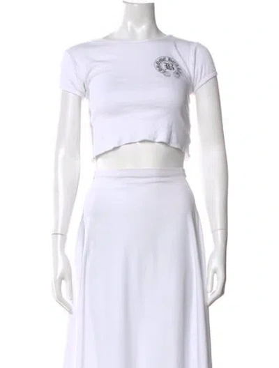 Pre-owned Chrome Hearts X Bella Hadid Graphic Print Crop Top In White