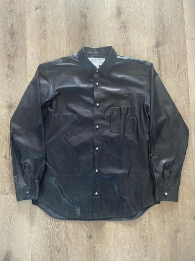 Pre-owned Chrome Hearts X Comme Des Garcons Ch X Cdg 100% Leather Button-up Shirt In Black