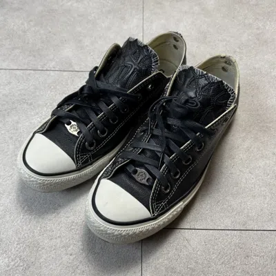 Pre-owned Chrome Hearts X Converse Chrome Hearts Converse Leather Low Top Sneaker In Black