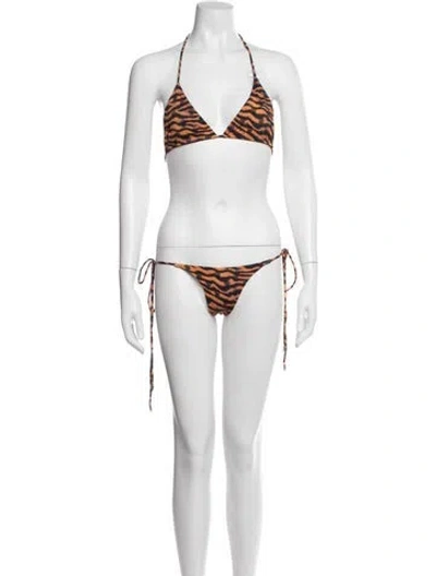 Pre-owned Chrome Hearts X Dipped In Blue 'orange Tiger' Animal Print Bikini In White