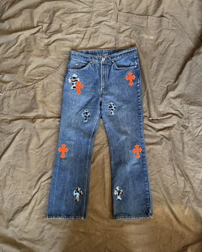 Pre-owned Chrome Hearts X Levis Chrome Hearts Levi's Cross Patch Jeans In Blue