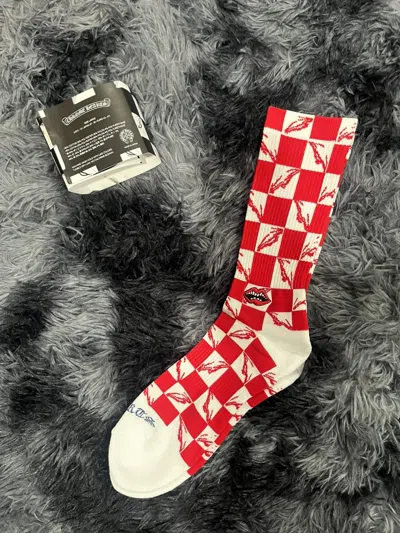 Pre-owned Chrome Hearts X Matty Boy 99 Eye Socks In Red