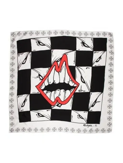 Pre-owned Chrome Hearts X Matty Boy 99 Eyes Chomper Silk Scarf In White