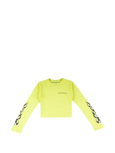 Chrome Hearts X Matty Boy 99 Eyes Flame-print Cropped T-shirt In Yellow
