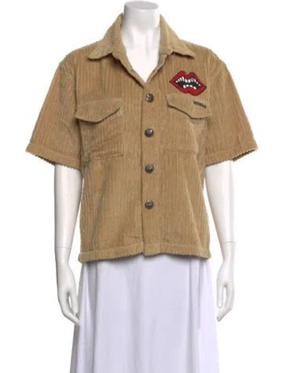 Pre-owned Chrome Hearts X Matty Boy Chomper Patch Corduroy Patch Short Sleeve Button-up Top In Neutral