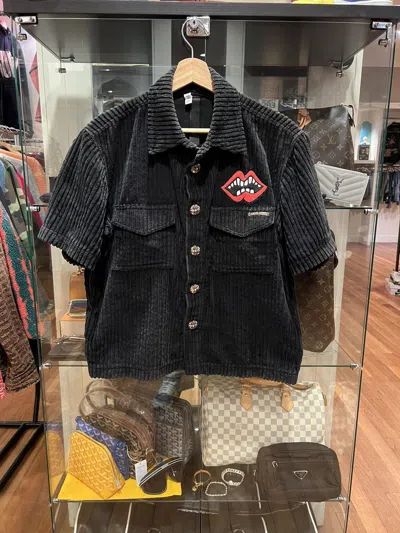 Pre-owned Chrome Hearts X Matty Boy Chrome Hearts Matty Boy Chomper Corduroy Button Up Shirt In Black