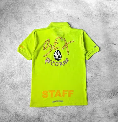 Pre-owned Chrome Hearts X Matty Boy Sex Records Staff Polo Shirt In Neon Yellow
