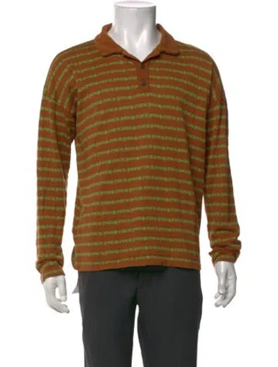 Pre-owned Chrome Hearts X Matty Boy "teens From Mars" Striped Polo Shirt In Brown
