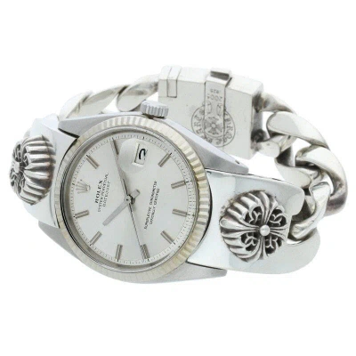 Pre-owned Chrome Hearts X Rolex Date Just Fancy Floral Link Watch In Silver