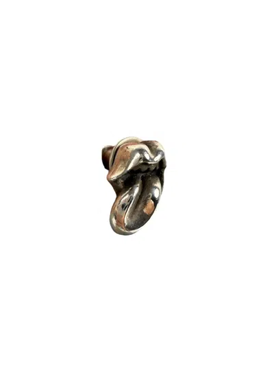 Pre-owned Chrome Hearts X Rolling Stones Lip & Tongue Stud Earring In Silver