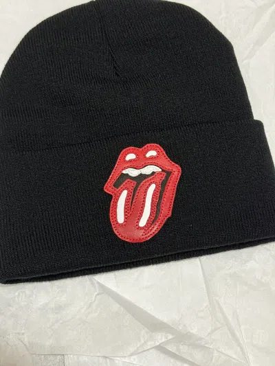 Pre-owned Chrome Hearts X The Rolling Stones Chrome Hearts Rolling Stones Lamb Patch Beanie 2024 In Black