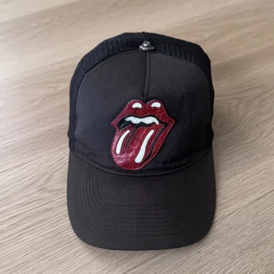 Pre-owned Chrome Hearts X The Rolling Stones Chrome Hearts Rolling Stones Leather Patch Trucker Hat