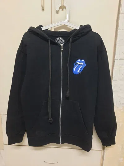 Pre-owned Chrome Hearts X The Rolling Stones Rolling Stones Zip Up Hoodie In Black Blue