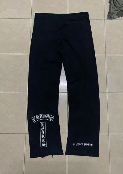 Pre-owned Chrome Hearts X Vintage 90's Chrome Hearts T Bar Logo Sweatpants Black Faded In Faded Black