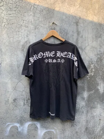 Pre-owned Chrome Hearts X Vintage Chrome Hearts Big Logo Spell Out Usa Dagger Pocket T-shirt In Faded Black