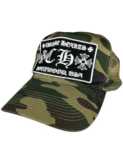 Pre-owned Chrome Hearts X Vintage Chrome Hearts Camo Ch Hollywood Logo Patch Trucker Hat