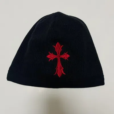 Pre-owned Chrome Hearts X Vintage Chrome Hearts Cross Embroidery Beanie Men's Black In Brown/red