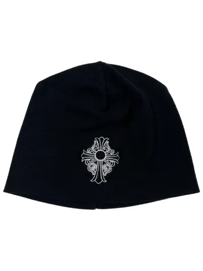 Pre-owned Chrome Hearts X Vintage Chrome Hearts Embroidered Floral Cross Logo Skull Beanie In Black