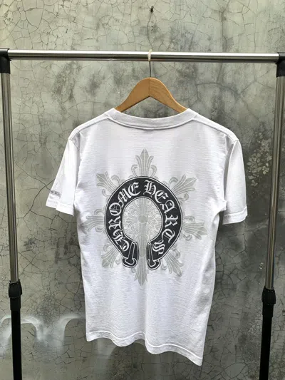 Pre-owned Chrome Hearts X Vintage Chrome Hearts Floral Horseshoe Pocket Tshirt In White