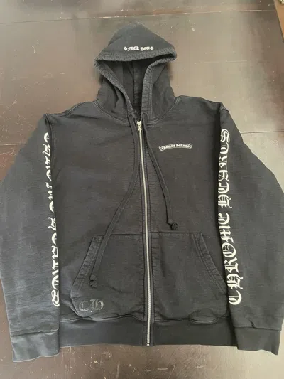Pre-owned Chrome Hearts X Vintage Chrome Hearts Fuck You Waffle Thermal Zip Up Hoodie Black