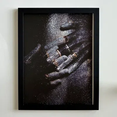Pre-owned Chrome Hearts X Vintage Chrome Hearts Glittered Hands Photo Poster Framed 9x11 In Black