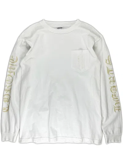 Pre-owned Chrome Hearts X Vintage Chrome Hearts Golden Scroll Sleeve Logo Longsleeve Tshirt In White Gold
