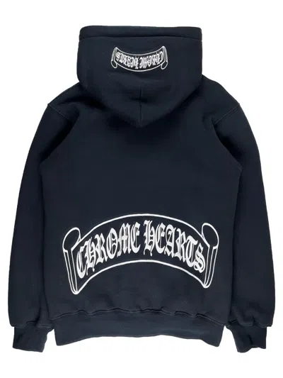 Pre-owned Chrome Hearts X Vintage Chrome Hearts Heavy Thermal Scroll Logo Zip Up Hoodie In Black