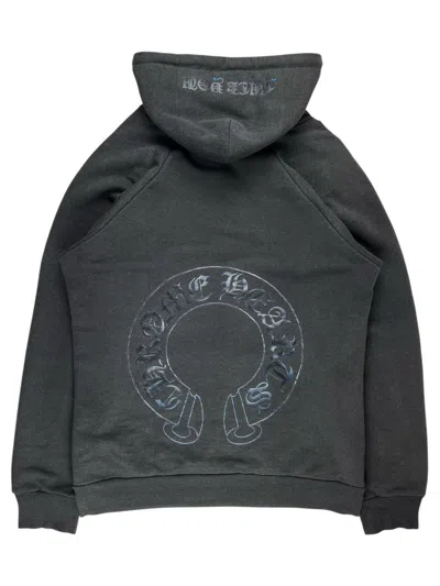 Pre-owned Chrome Hearts X Vintage Chrome Hearts Thrashed Metallic Blue Fuck You Thermal Hoodie In Black