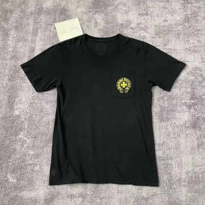 Pre-owned Chrome Hearts X Vintage Chrome Hearts Yellow Script Cross Hollywood Pocket T-shirt In Black