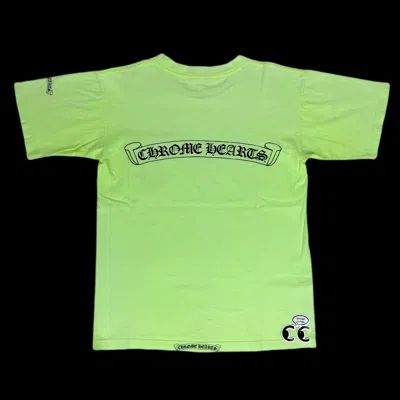 Pre-owned Chrome Hearts X Vintage Early 2000s Chrome Hearts Scroll Logo Tee Shirt Neon In Lime Green