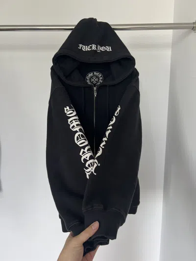 Pre-owned Chrome Hearts X Vintage Fuck You Thermal Lined Zip Hoodie In Black