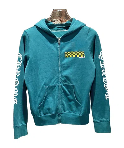 Chrome Hearts Zippered Hooded Sweatshirt In Blue