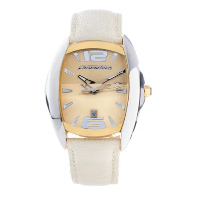 Chronotech Beige Leather Dress  Watch In Sand