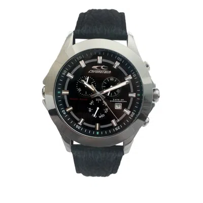 Chronotech Black Leather Dress Men's Watch
