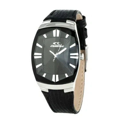 Chronotech Black Leather Dress  Watch