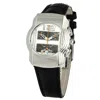 Chronotech Black Leather Dress Women's Watch In Brown