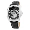 Chronotech Black Leather Watch In Black