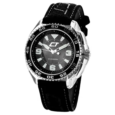 Chronotech Black Leather Men's Watch