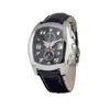 Chronotech Black Leather Men's Watch In Black