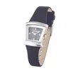 Chronotech Black Leather Watch In Black