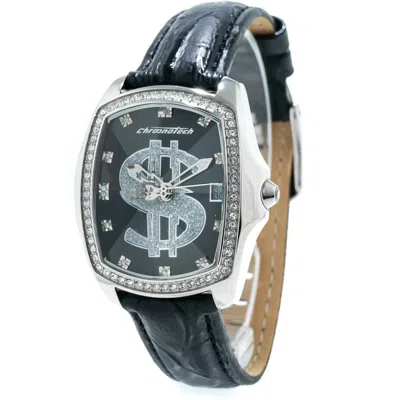 Chronotech Black Leather Women's Watch