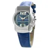 Chronotech Blue Leather Watch In Blue