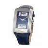 Chronotech Blue Leather Watch In Blue