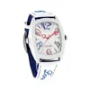 Chronotech Blue Leather Watch In Gray