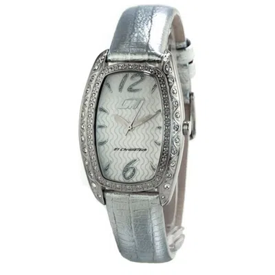 Chronotech Silver Leather Watch