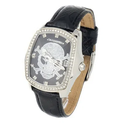 Chronotech Black Leather Watch